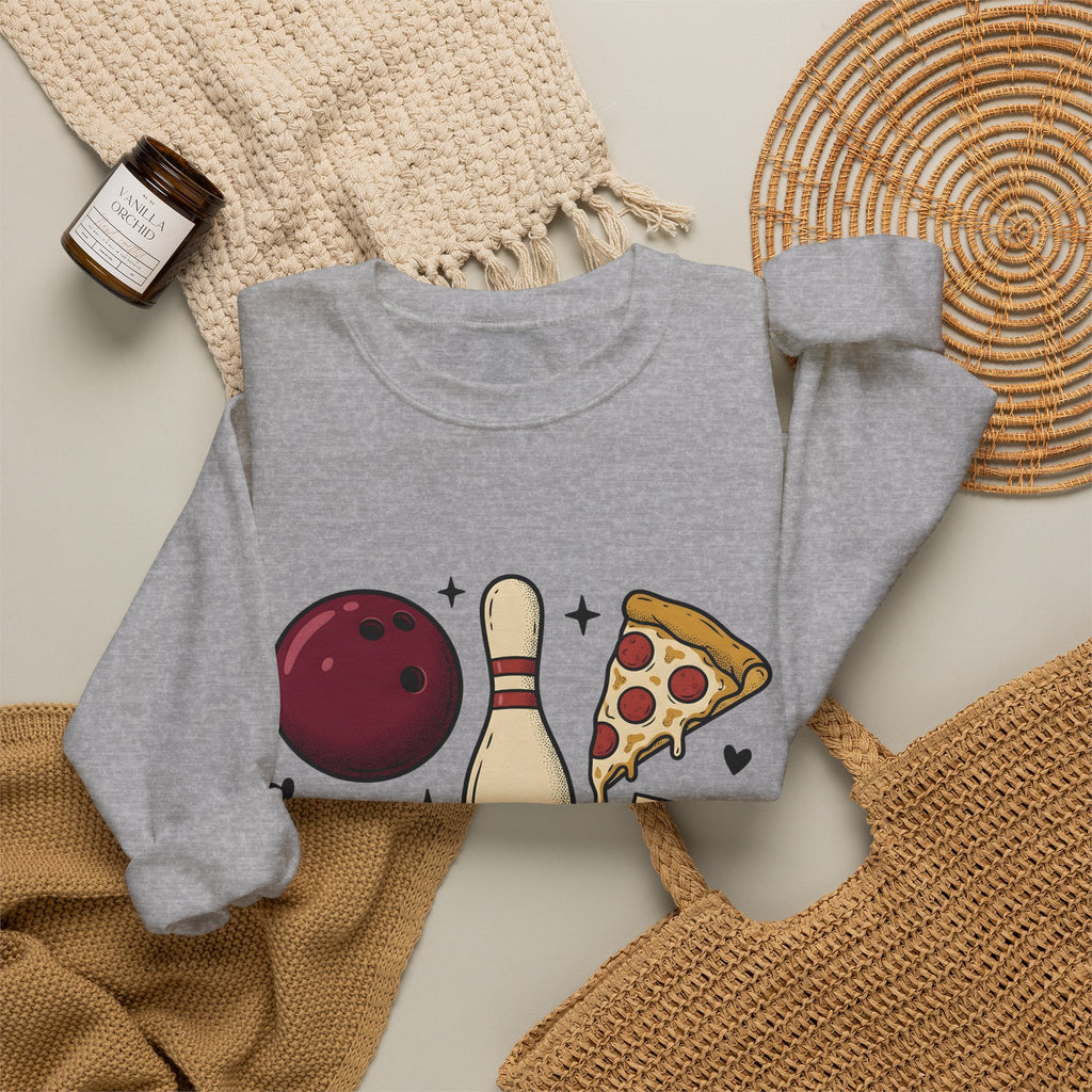 Bowling Ball Pins Sweatshirt Bowling Cuisine Gift Women Classic Sweatshirt Bowling Pins Sweatshirt Bowler Fan Vintage Sweatshirt Food Graphic Old School