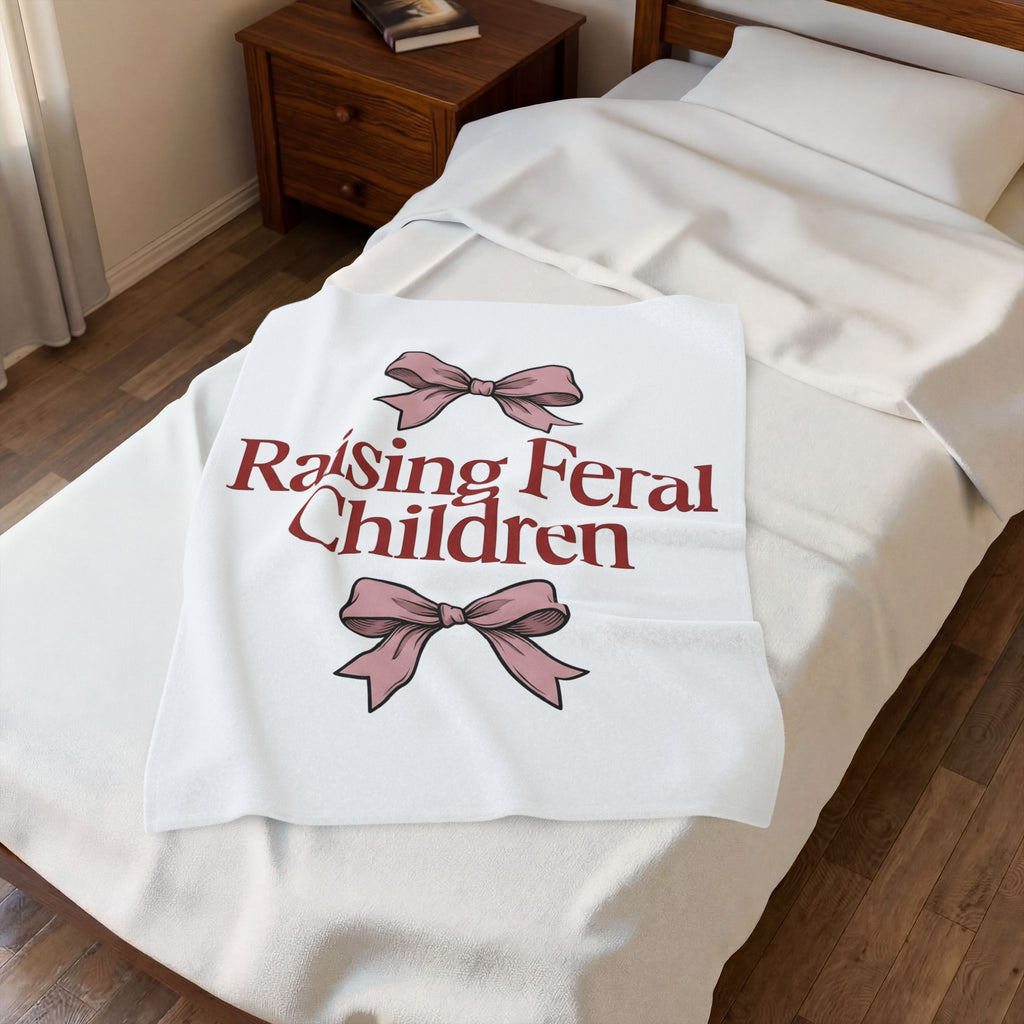 Pink Ribbons Blanket Moms Jokes Gift Women Fun Blanket Bows Blanket Motherhood Fan Cute Blanket Pun Graphic Retro Bow Blanket