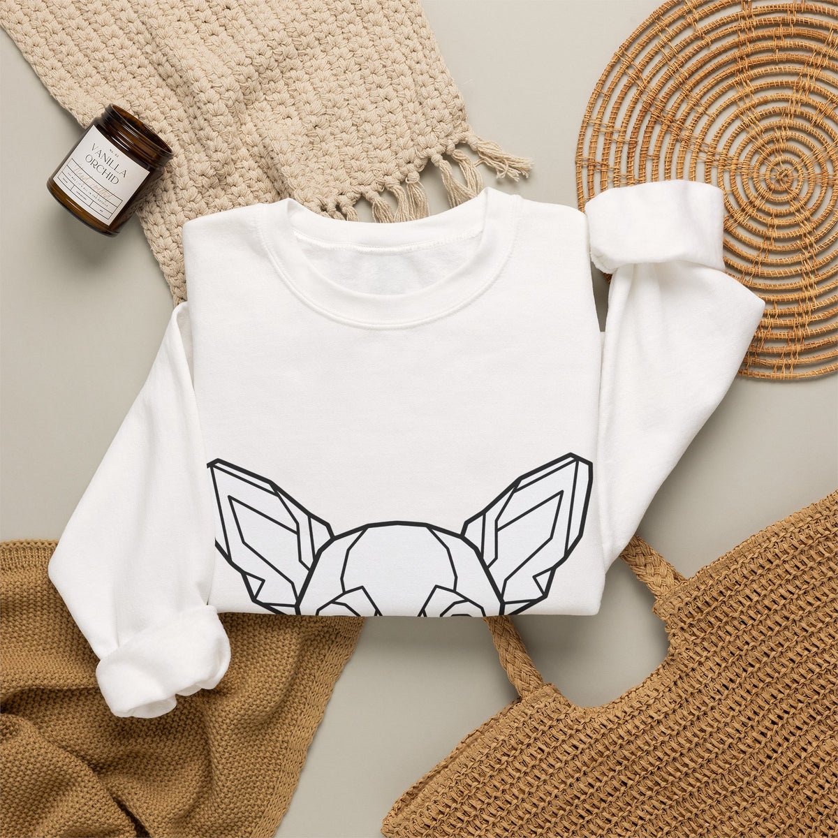Chihuahua Puppy Sweatshirt Dog Animal Gift Women Abstract Sweatshirt Puppy Sweatshirt Dog Fan Canine Graphic Dog Illustration Line Art Head Sweatshirt