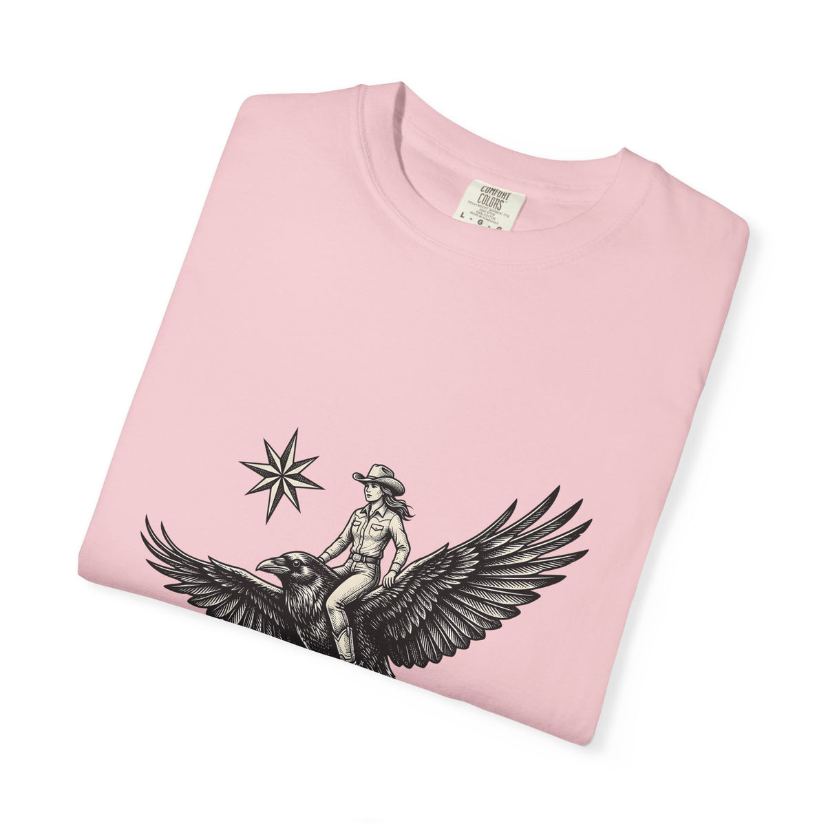Cowgirl On Raven Cowgirl Travel Gift Country Horsewoman Cowboy Fan Rustic Adventure Retro T-Shirt