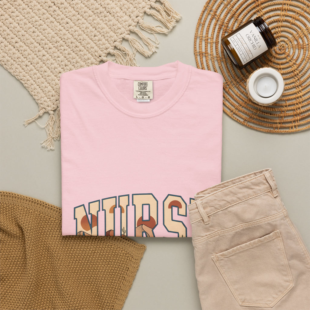 Desert Landscape Text T-Shirt Nurse Western Gift Women Boho T-Shirt Desert Text T-Shirt Rn Fan Hippie T-Shirt Cowboy Graphic Retro Cactus T-Shirt