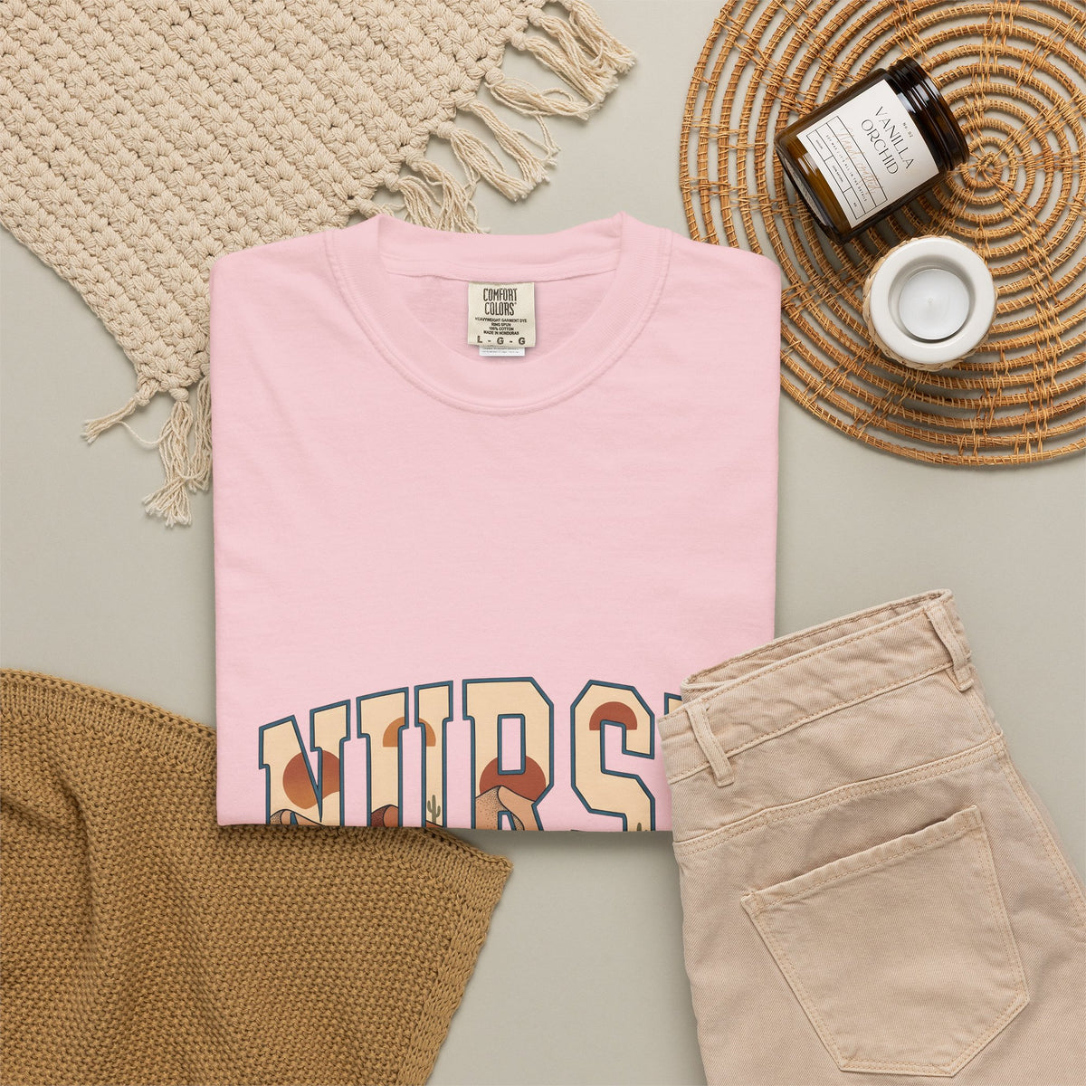 Desert Landscape Text T-Shirt Nurse Western Gift Women Boho T-Shirt Desert Text T-Shirt Rn Fan Hippie T-Shirt Cowboy Graphic Retro Cactus T-Shirt