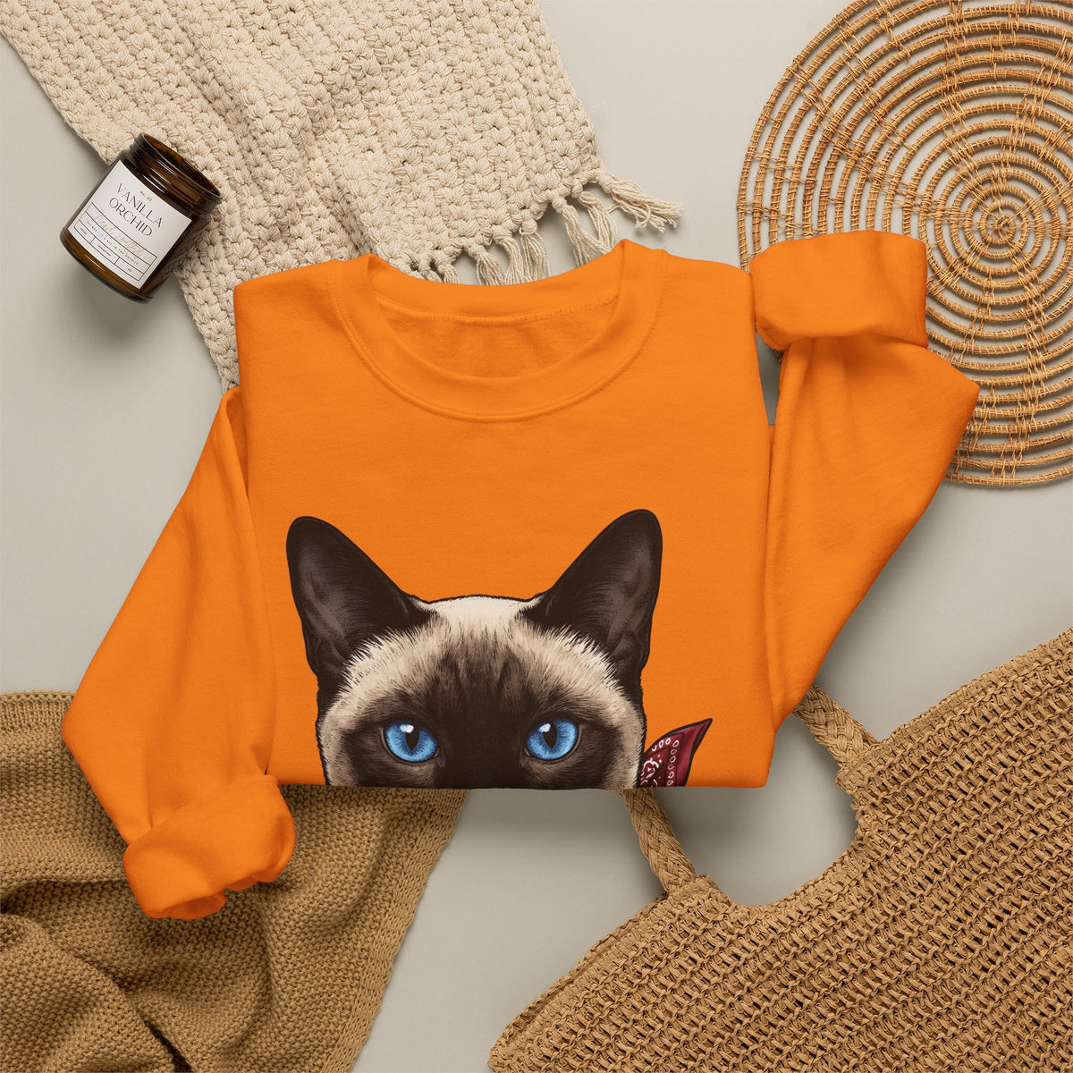 Siamese Cat Sweatshirt Cat Pet Gift Women Realistic Sweatshirt Siamese Sweatshirt Cat Fan Feline Sweatshirt Pet Graphic Vintage Bandana Sweatshirt