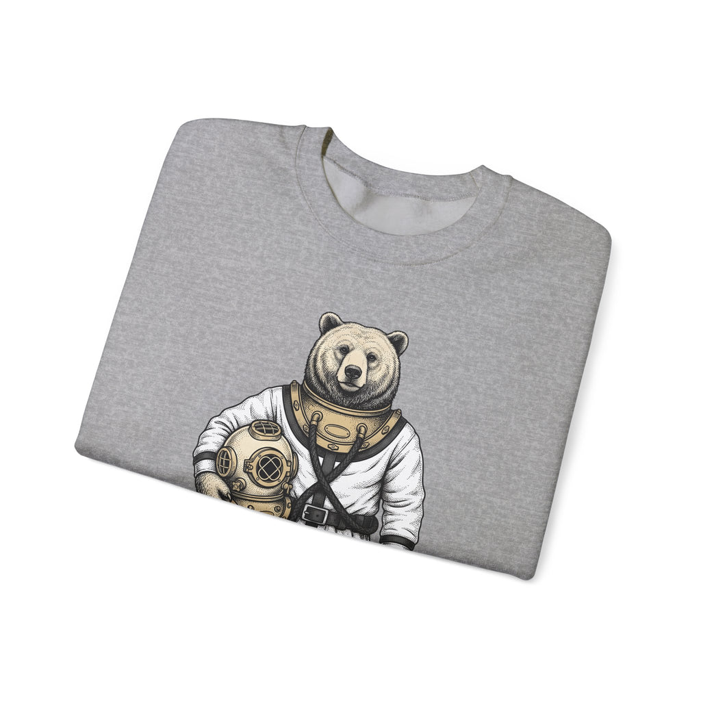 Bear Snorkeling Sweatshirt Funny Nature Gift Women Classic Sweatshirt Grizzly Sweatshirt Humor Fan Vintage Sweatshirt Wildlife Graphic Ink Diving Helmet Sweatshirt