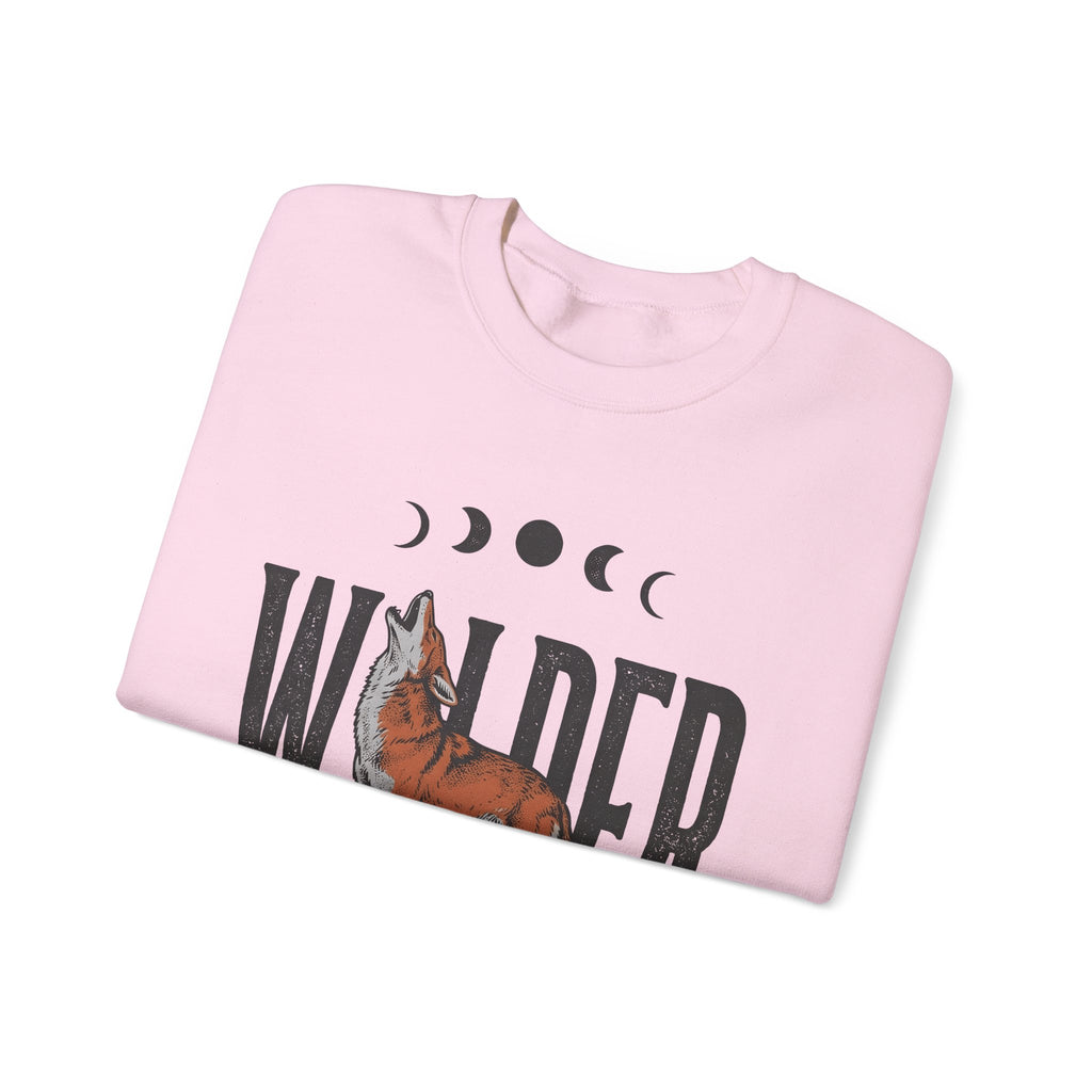 Howling Wolf Sweatshirt Boho Chic Nature Gift Women Vintage Sweatshirt Wolf Sweatshirt Bohemian Fan Retro Sweatshirt Environmental Graphic Hand Drawn Moon