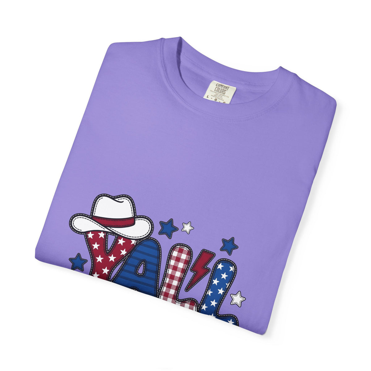 Cowboy Hat Stars T-Shirt America Patriotic Gift Women Cartoon T-Shirt Western Hat T-Shirt Usa Fan Vintage T-Shirt Star Graphic Retro Plaid T-Shirt