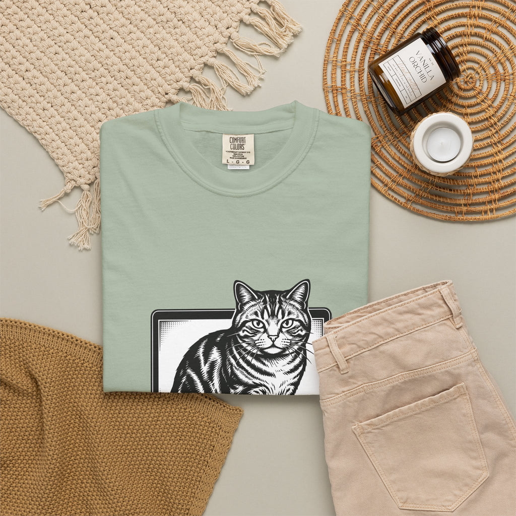 Orange Cat T-Shirt Cat Gadgets Gift Women Classic T-Shirt Kitty T-Shirt Cat Fan Retro T-Shirt Tech Graphic Doodle Notebook T-Shirt