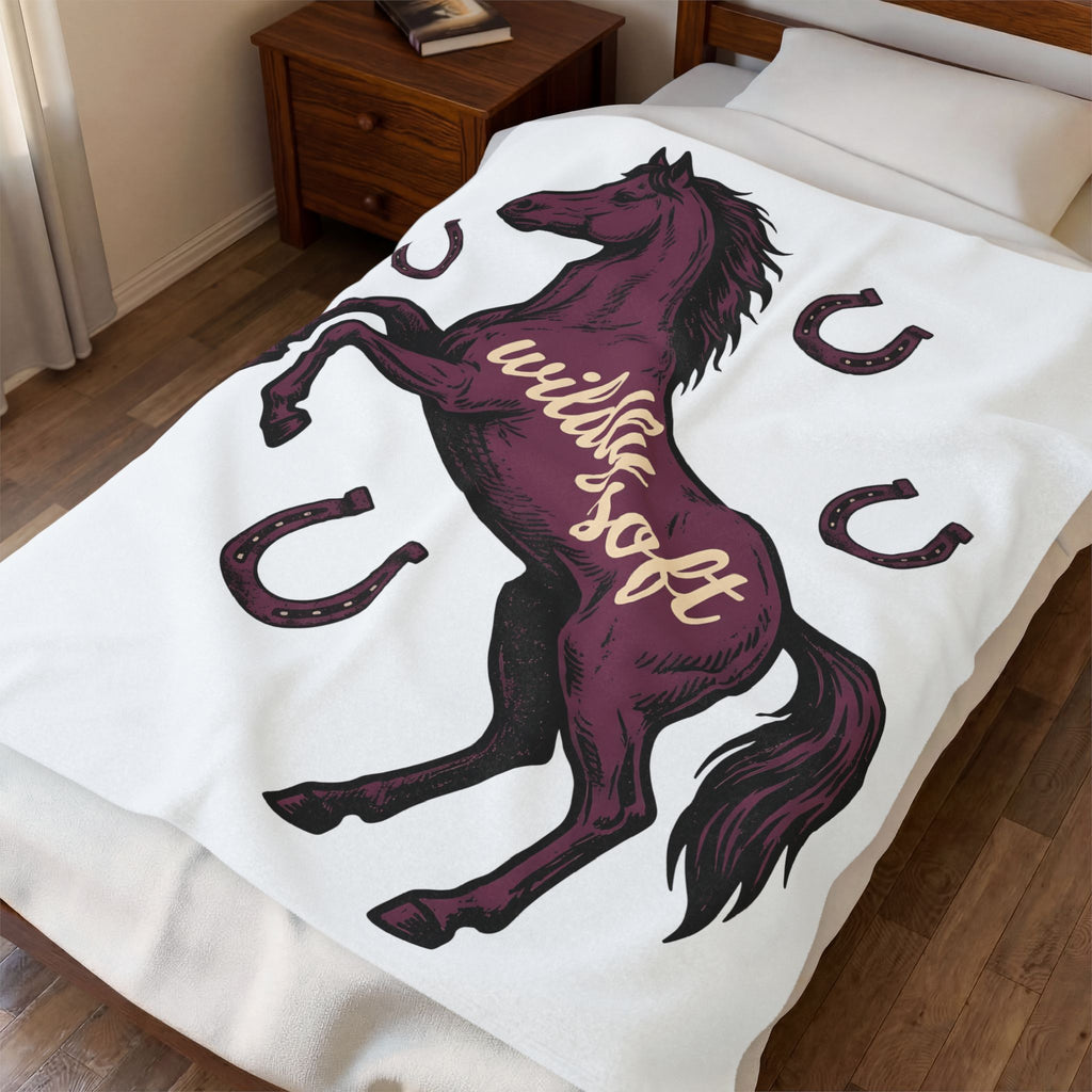 Horse Design Blanket Boho Chic Ranch Gift Women Classic Blanket Equine Blanket Hippie Fan Vintage Blanket Western Graphic Doodle Horseshoe Blanket