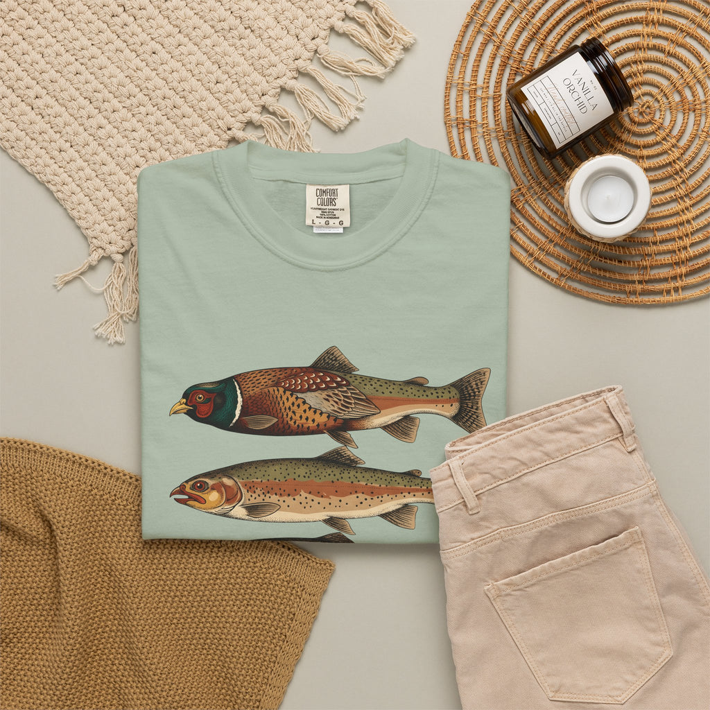 Rainbow Trout Fishing Animals Gift Retro Trout Angler Fan Vintage Wildlife Sketch Game T-Shirt