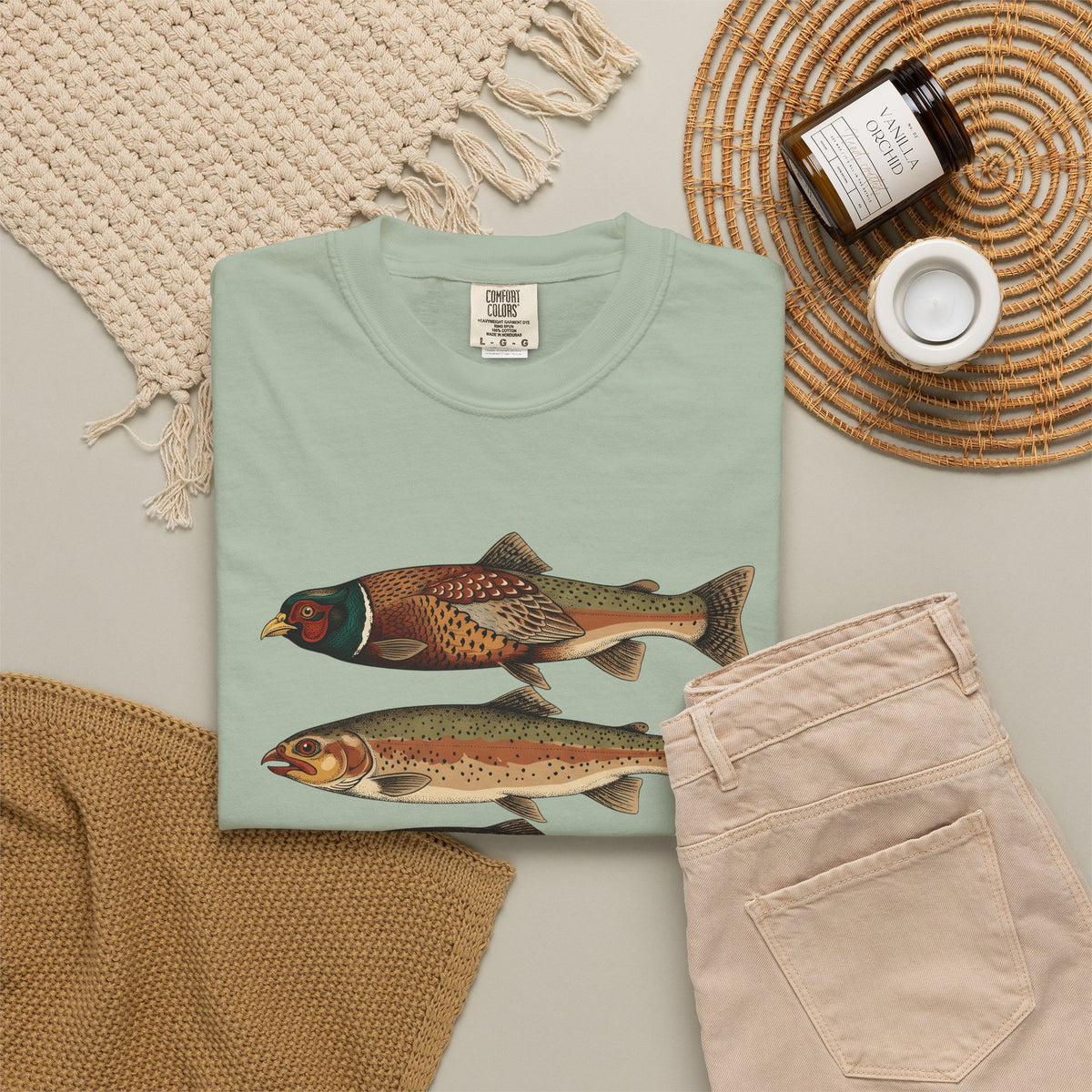 Rainbow Trout Fishing Animals Gift Retro Trout Angler Fan Vintage Wildlife Sketch Game T-Shirt
