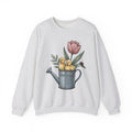 Baby Ducks Watering Pot Sweatshirt Easter Garden Gift Women Sketch Sweatshirt Duckling Sweatshirt Spring Fan Doodle Sweatshirt Gardening Graphic Retro Flower