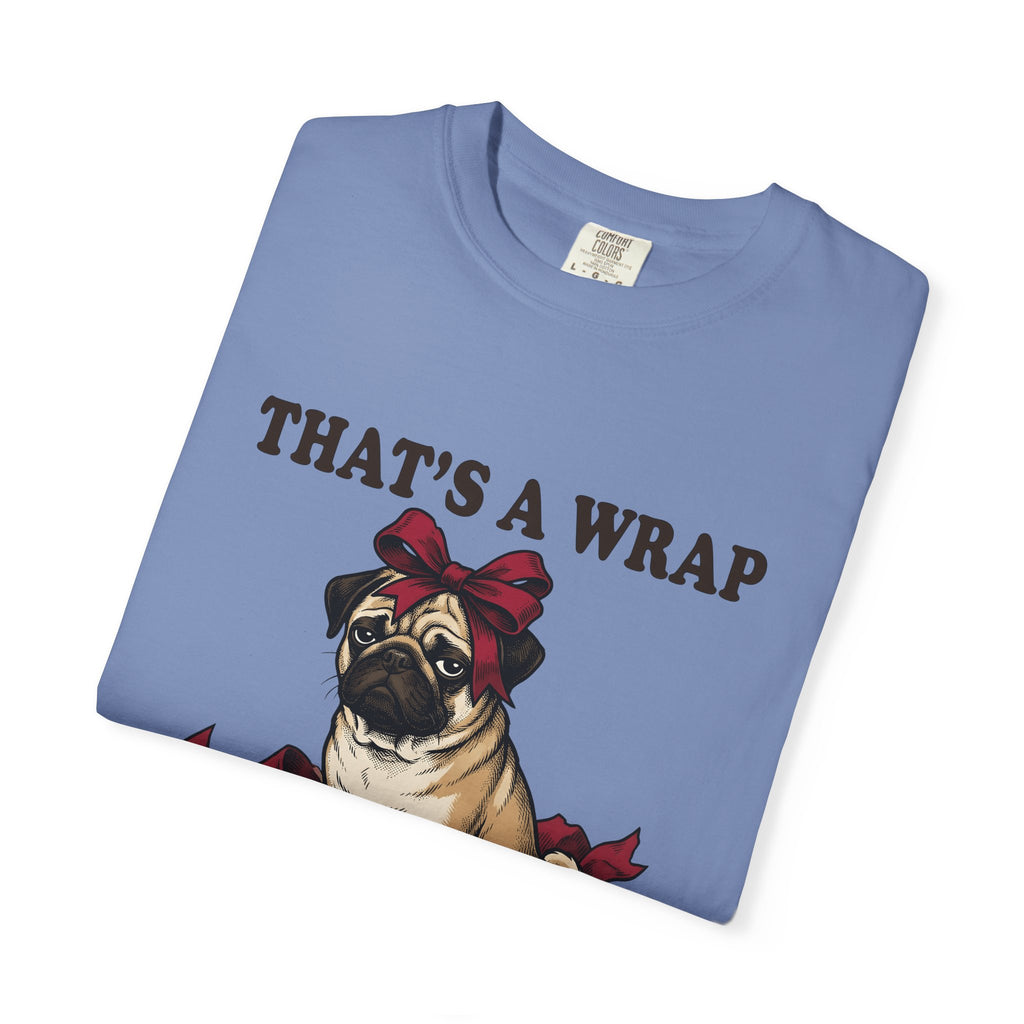 Pug Dog T-Shirt Christmas Pet Gift Women Vintage T-Shirt Puggle T-Shirt Xmas Fan Retro T-Shirt Animal Graphic Hand Drawn Gift Bow T-Shirt