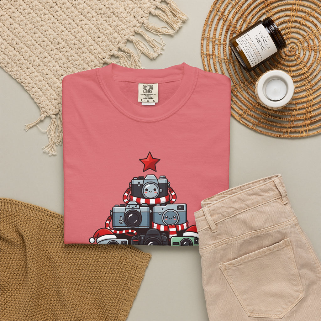 Camera Tree Christmas Photography Gift Kawaii Tree Camera Xmas Enthusiast Cute Photographic T-Shirt