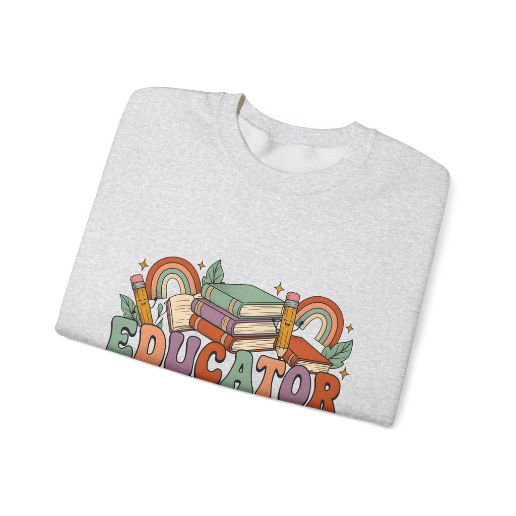 Books Pencils Sweatshirt Teacher School Gift Women Cartoon Sweatshirt Stationery Sweatshirt Educator Enthusiast Comic Sweatshirt Classroom Graphic Retro