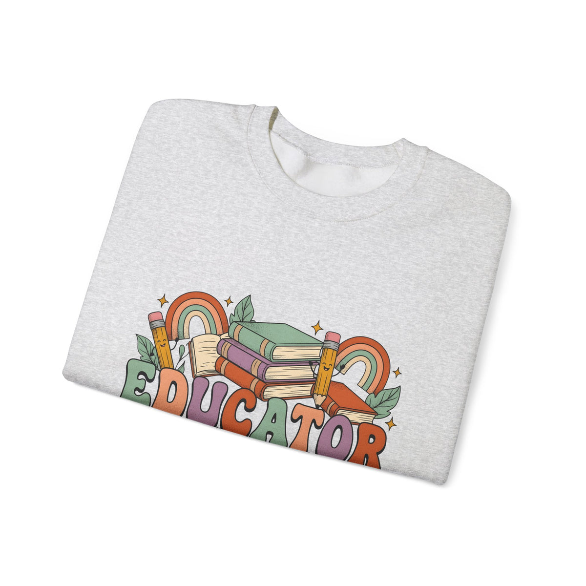 Books Pencils Sweatshirt Teacher School Gift Women Cartoon Sweatshirt Stationery Sweatshirt Educator Enthusiast Comic Sweatshirt Classroom Graphic Retro