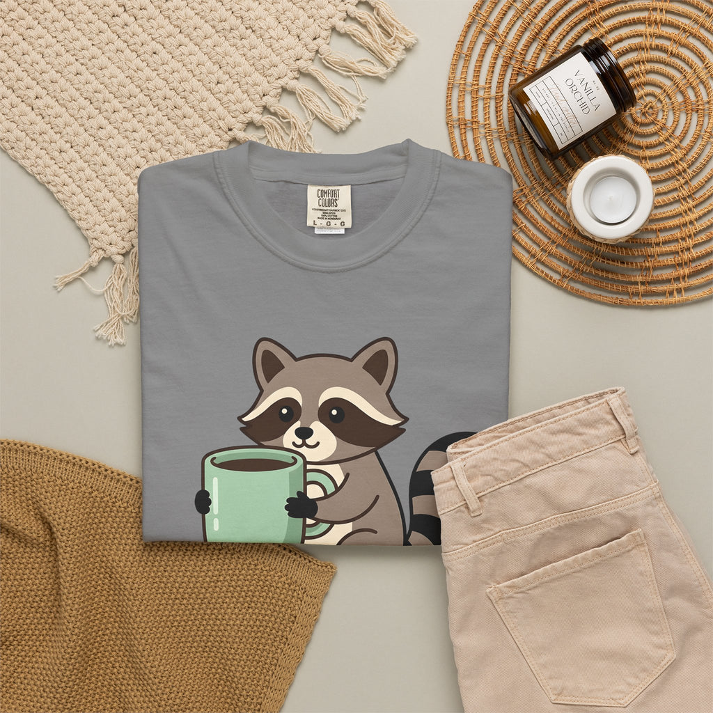 Raccoon Coffee T-Shirt Nurses Coffee Gift Women Cute T-Shirt Coffee T-Shirt Nurse Enthusiast Adorable T-Shirt Caffeinated Graphic Coffee