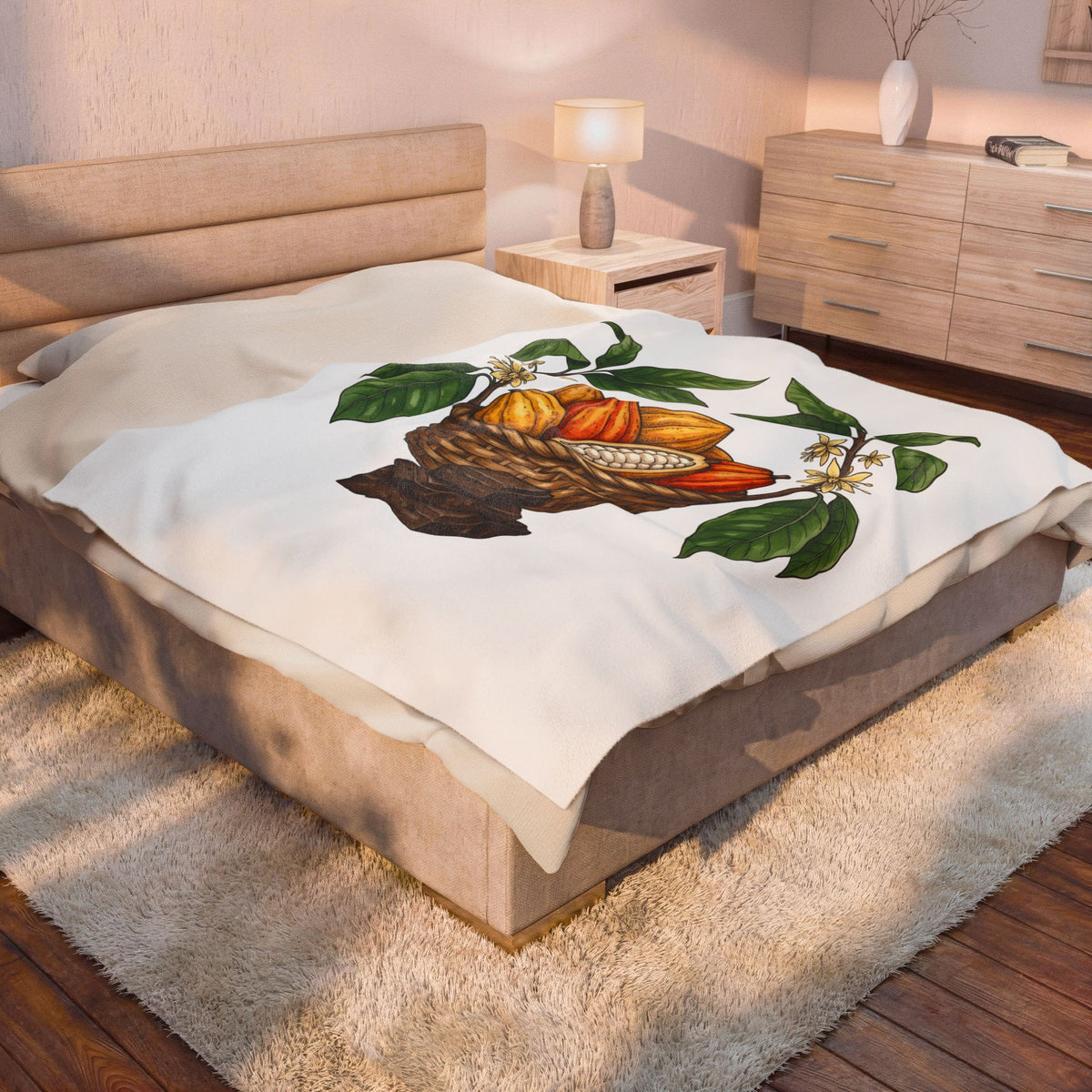 Cacao Basket Blanket Desserts Meal Gift Women Garden Blanket Cocoa Basket Blanket Sweets Fan Pastry Graphic Hand Drawn Chocolate Bar Blanket