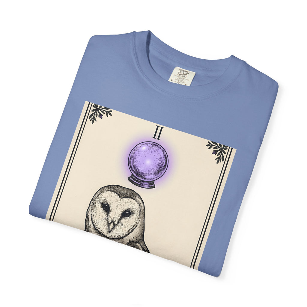 Barn Owl T-Shirt Boho Chic Magic Gift Women Oracle T-Shirt Owl T-Shirt Bohemian Fan Mystic T-Shirt Magical Graphic Hand Drawn Glass Sphere T-Shirt