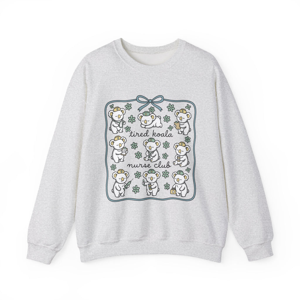 Medical Koala Sweatshirt Nurses Fauna Gift Women Sweet Sweatshirt Koala Sweatshirt Nurse Enthusiast Cute Sweatshirt Wildlife Graphic Doodle Florals Sweatshirt