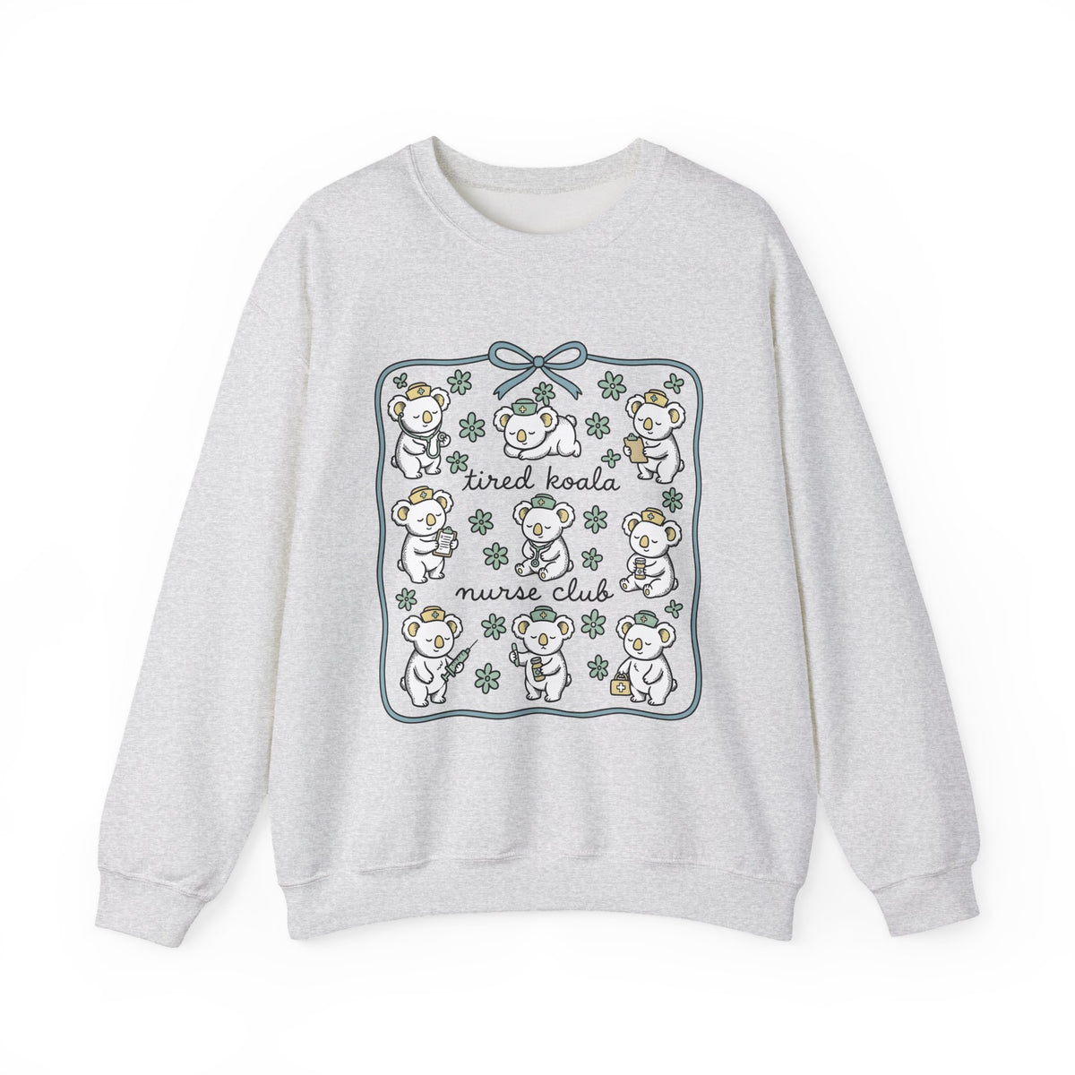 Medical Koala Sweatshirt Nurses Fauna Gift Women Sweet Sweatshirt Koala Sweatshirt Nurse Enthusiast Cute Sweatshirt Wildlife Graphic Doodle Florals Sweatshirt