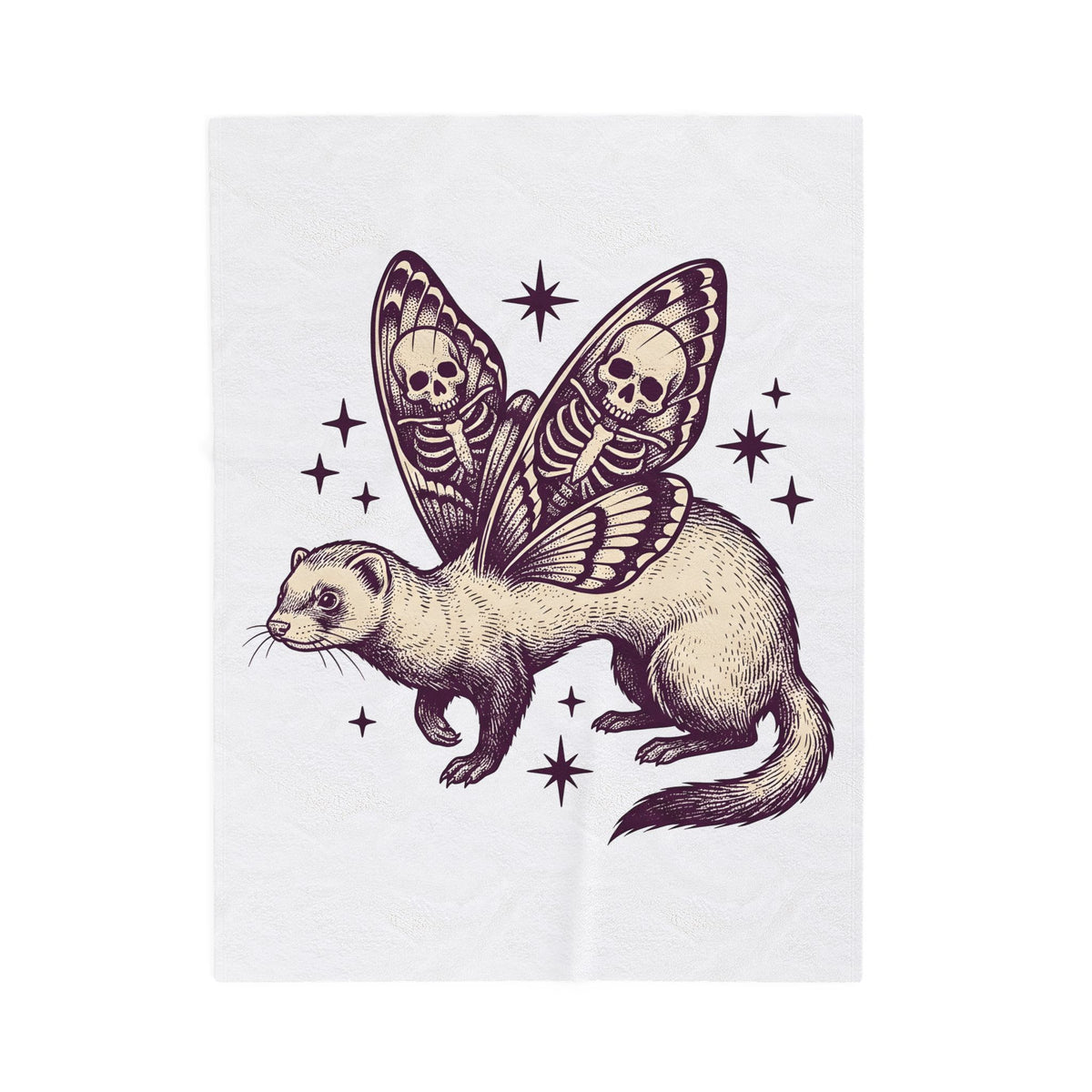 Ferret Moth Hybrid Blanket Gothic Pet Gift Women Dark Blanket Ferret Blanket Goth Fan Grunge Blanket Animal Graphic Retro Star Symbol Blanket