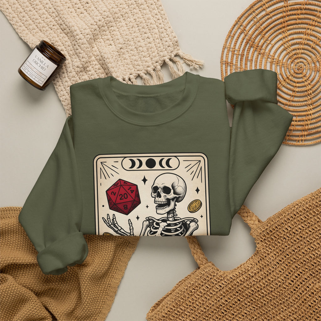 Skull Tarot Card Sweatshirt Tabletop Gaming Roleplaying Gift Women Dark Sweatshirt Tarot Card Sweatshirt Gamer Fan Gothic Sweatshirt Rpg Graphic Retro Game