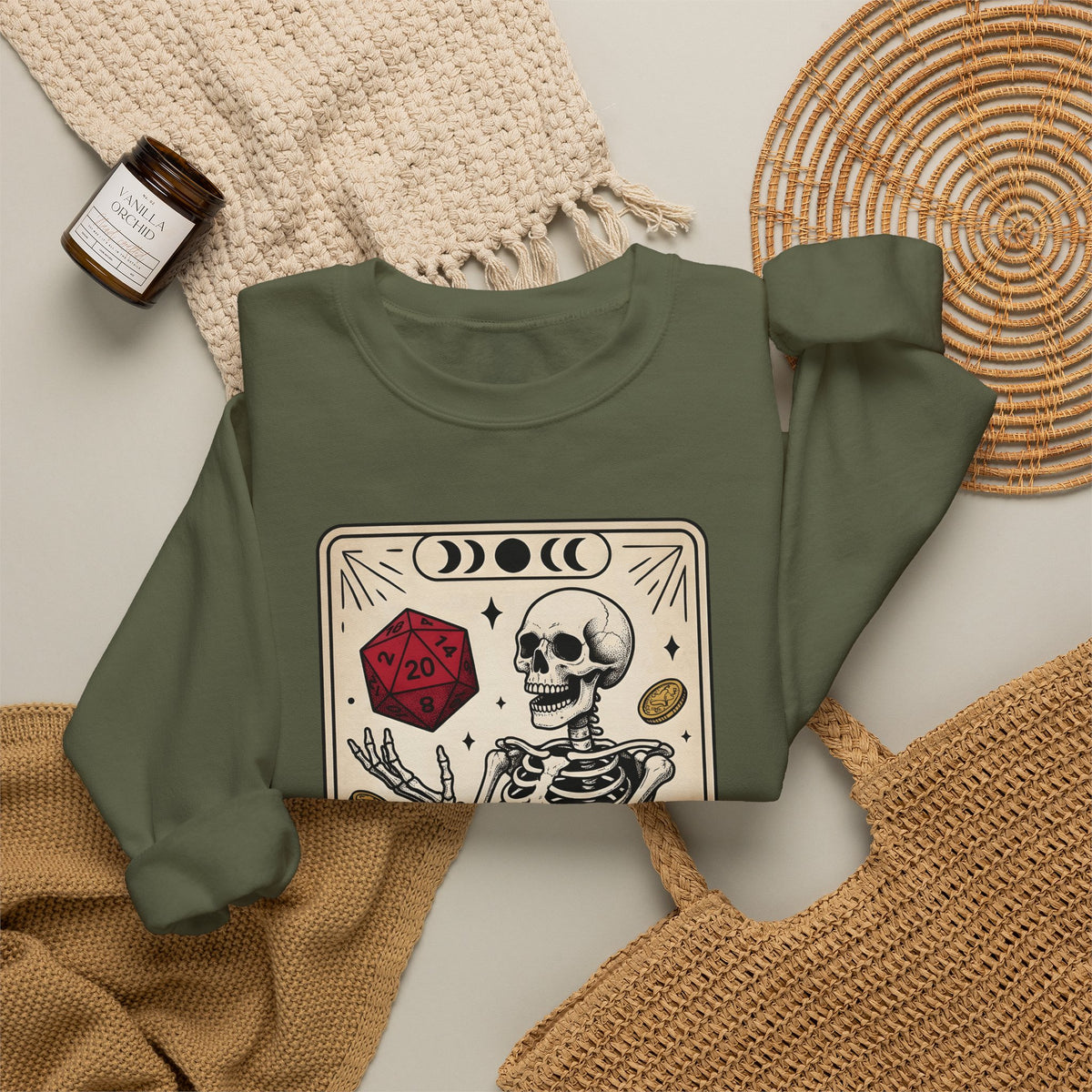 Skull Tarot Card Sweatshirt Tabletop Gaming Roleplaying Gift Women Dark Sweatshirt Tarot Card Sweatshirt Gamer Fan Gothic Sweatshirt Rpg Graphic Retro Game