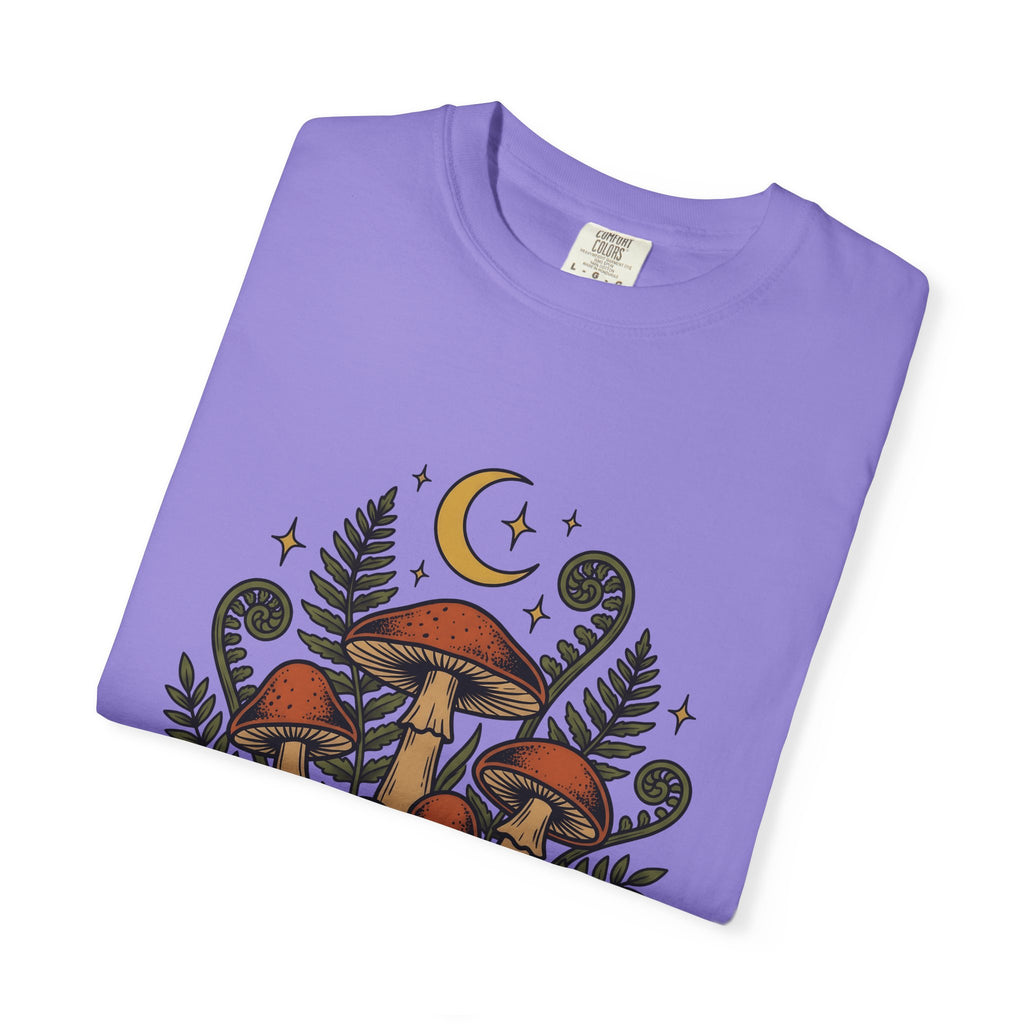 Mushroom Drawing T-Shirt Nature Garden Gift Women Hippie T-Shirt Fungus T-Shirt Outdoors Fan Psychedelic T-Shirt Yard Graphic Classic Frond T-Shirt