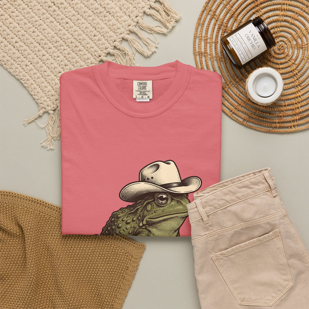 Rodeo Frog T-Shirt Cowgirl Ranch Gift Women Classic T-Shirt Toad T-Shirt Cowgirl Fan Vintage T-Shirt Farm Graphic Line Art Metal Horseshoe T-Shirt
