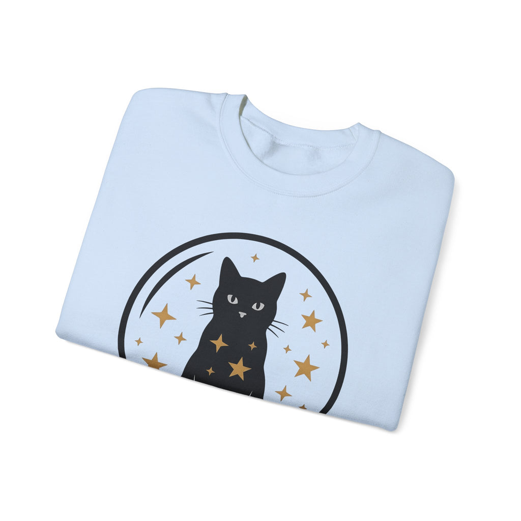 Dark Cat Orb Sweatshirt Cat Magic Gift Women Simple Sweatshirt Black Cat Ball Sweatshirt Cat Fan Feline Graphic Sweatshirt Retro Sparkles Sweatshirt