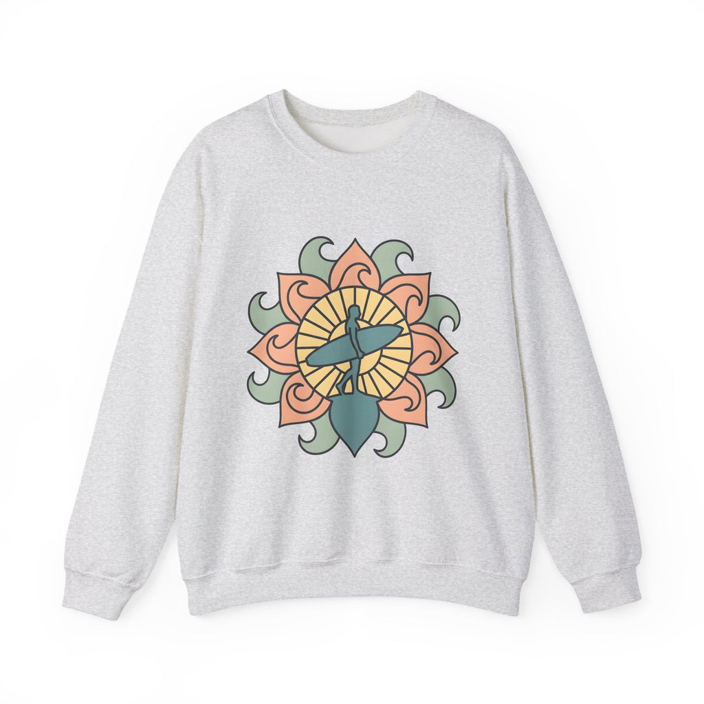 Surfer Outline Sweatshirt Sports Ocean Gift Women Hippie Sweatshirt Surfer Sweatshirt Athlete Fan Marine Graphic Sweatshirt Simple Floral Circle Sweatshirt