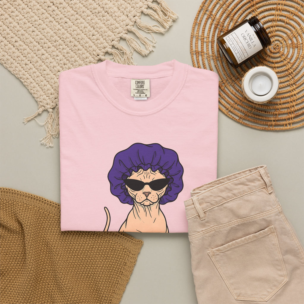 Hairless Cat T-Shirt Cat Creature Gift Women Illustration T-Shirt Sphynx T-Shirt Cat Fan Drawing T-Shirt Monster Graphic Classic Bunny Feet T-Shirt
