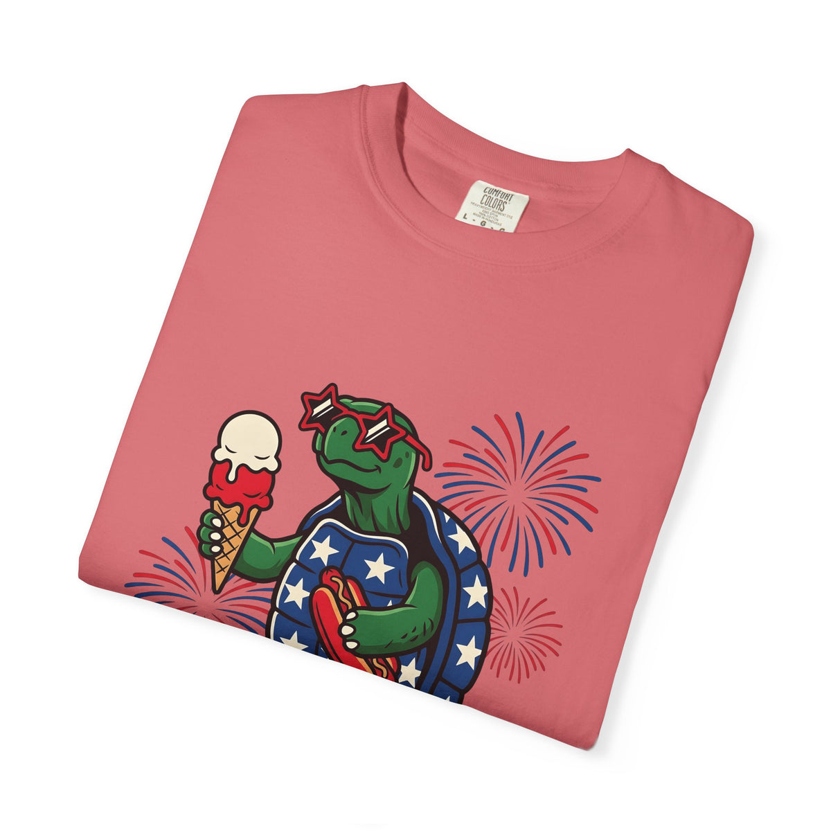 Usa Turtle T-Shirt 4th Of July Vacation Gift Women Fun T-Shirt Terrapin T-Shirt Independence Day Fan Retro T-Shirt Holiday Graphic Old School