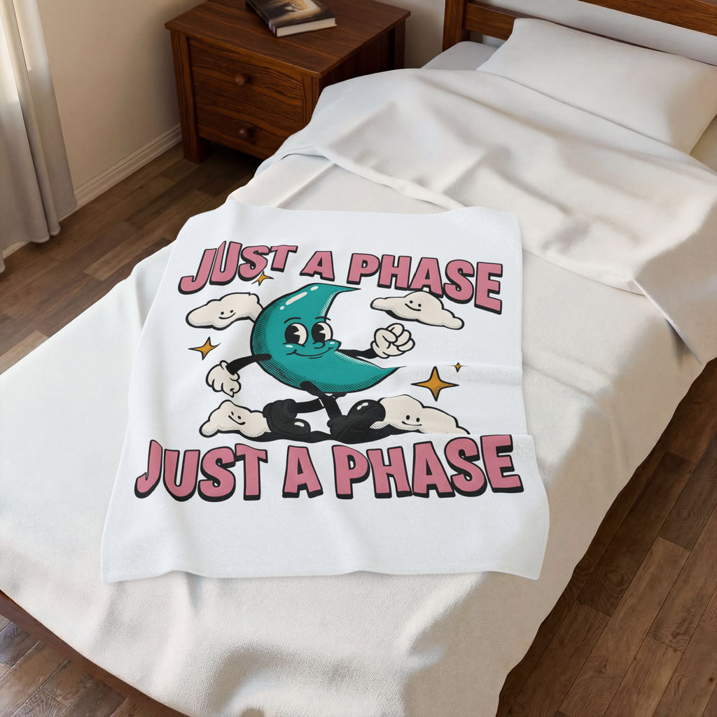Moon Character Funny Stars Gift Hand Drawn Lunar Humor Fan Illustrated Celestial Sketch Cheerful Blanket
