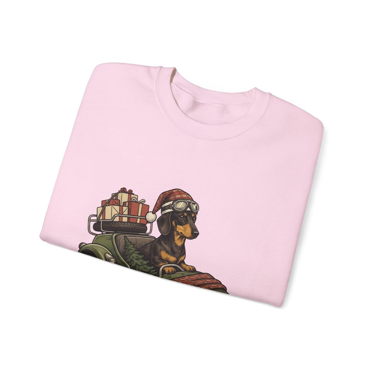 Wiener Dog Sweatshirt Christmas Creatures Gift Women Old School Sweatshirt Dachshund Sweatshirt Holiday Fan Retro Sweatshirt Animal Graphic Doodle Motorbike