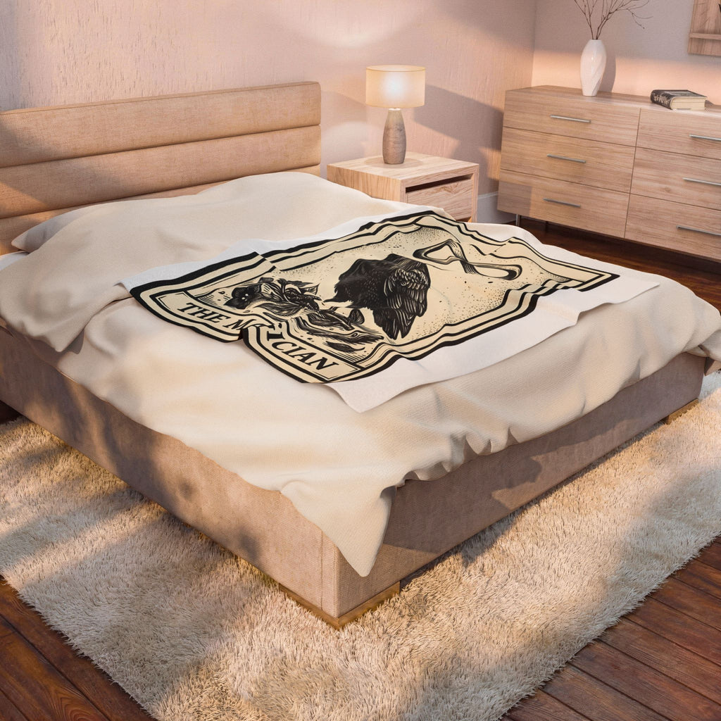 Raven Tarot Deck Blanket Boho Chic Occult Gift Women Old School Blanket Tarot Card Blanket Bohemian Fan Vintage Blanket Mystical Graphic Enchanted