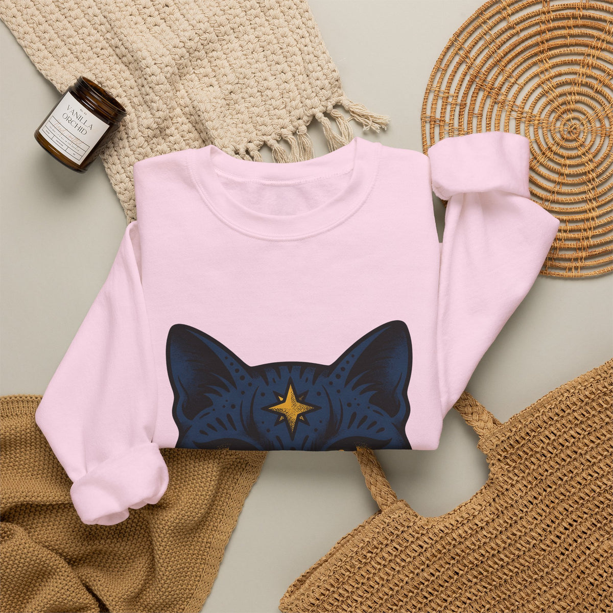 Magic Cat Sweatshirt Cat Horoscope Gift Women Ink Sweatshirt Kitten Sweatshirt Feline Fan Tattoo Sweatshirt Astrology Graphic Retro Sparkle Sweatshirt
