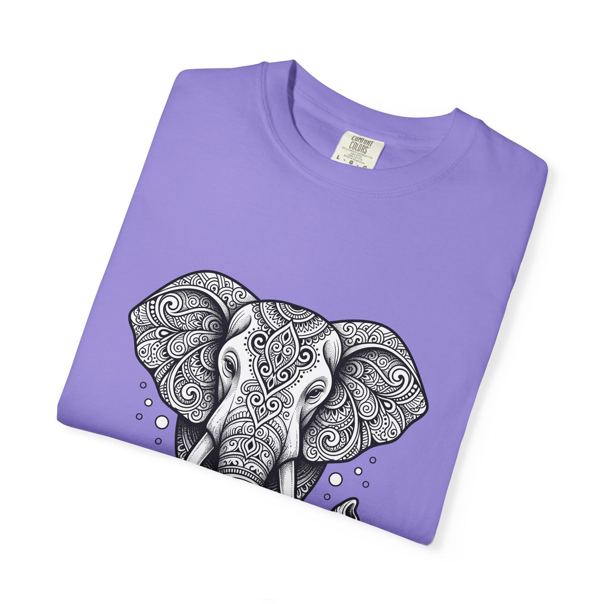 Elephant Art T-Shirt Boho Chic Critter Gift Women Hippie T-Shirt Pachyderm T-Shirt Bohemian Fan Psychedelic T-Shirt Animal Graphic Line Art
