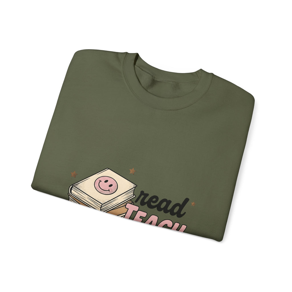 Stacked Books Teachers Reading Gift Cartoon Book Pile Educator Enthusiast Comic Literacy Retro Sweatshirt