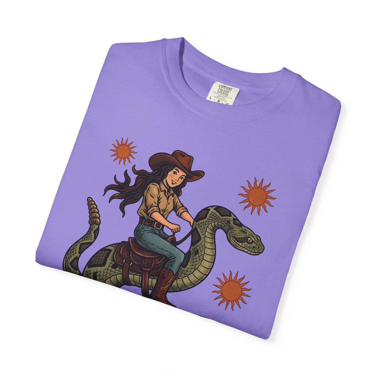 Cowgirl Serpent T-Shirt Cowgirl Wildlife Gift Women Cowboy T-Shirt Snake T-Shirt Rodeo Fan Western T-Shirt Animal Graphic Retro Sunshine T-Shirt