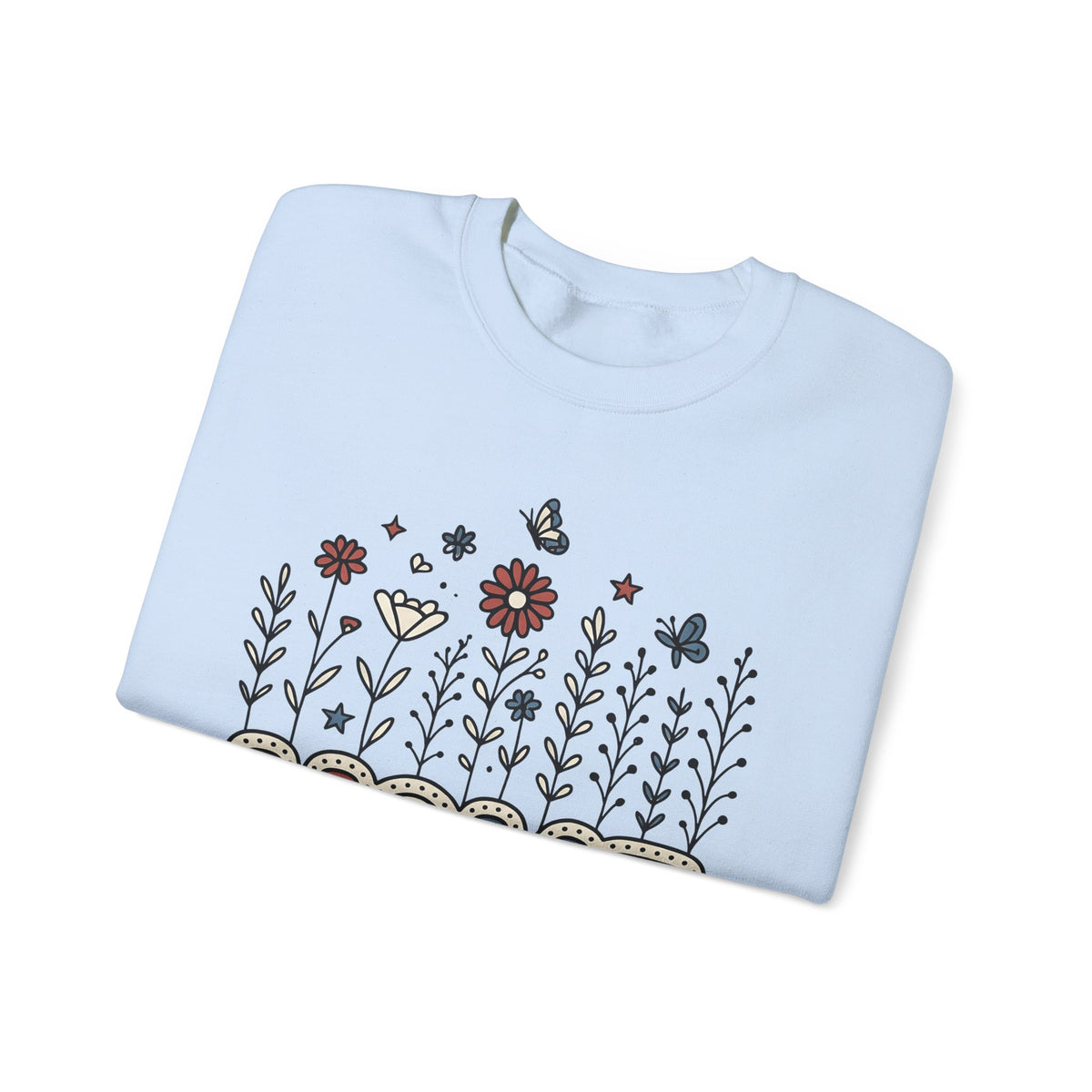 Floral Home Graphic Sweatshirt America Patriotic Gift Women Boho Sweatshirt Home Decor Sweatshirt American Fan Bohemian Sweatshirt Star Graphic Retro Butterfly