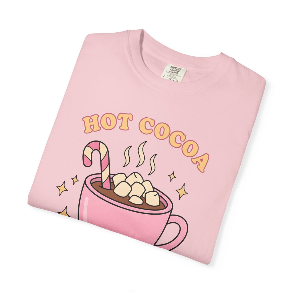 Hot Chocolate Cup Cocoa Winter Gift Line Mug Chocolate Fan Drawing Nostalgic White Marshmallows T-Shirt