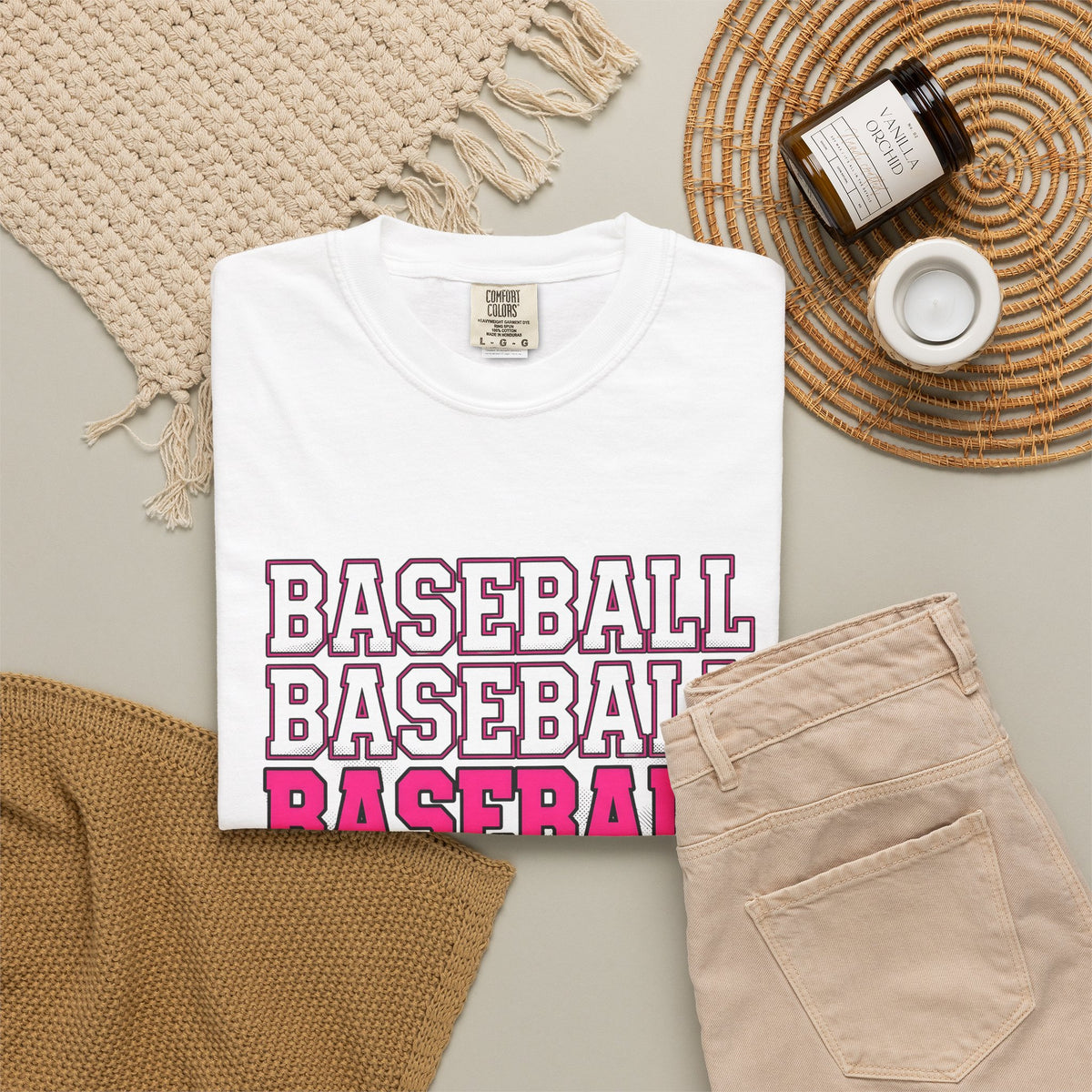 Baseball Lettering T-Shirt Moms Athletics Gift Women Strong T-Shirt Lettering T-Shirt Mom Fan Bold T-Shirt Sports Graphic Vintage Pink Highlight