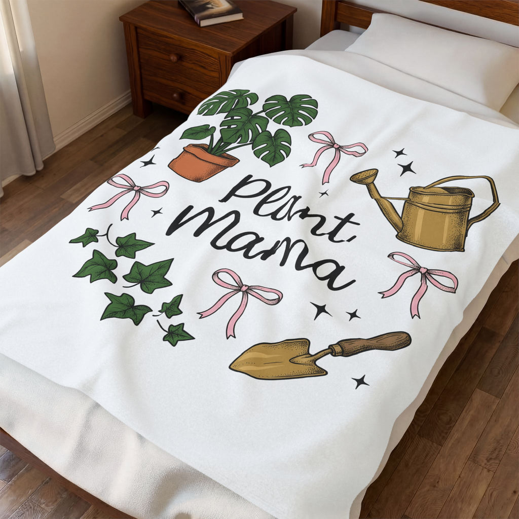 Houseplant Pot Blanket Plant Mom Garden Gift Women Sketch Blanket Planter Blanket Gardener Enthusiast Drawing Graphic Gardening Illustration Retro