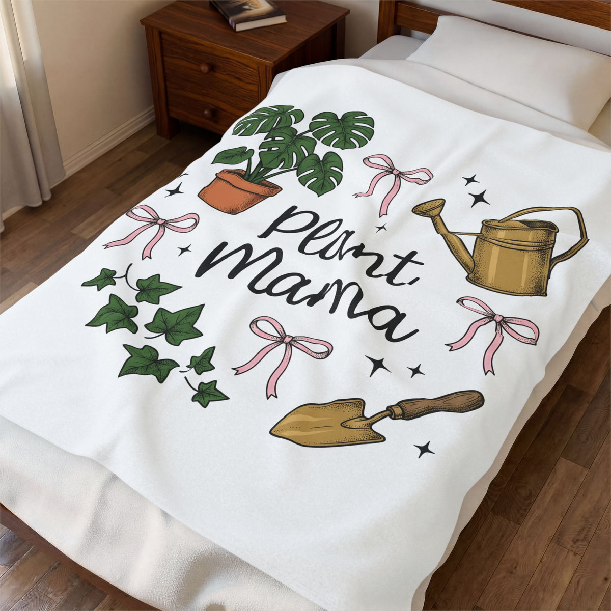 Houseplant Pot Blanket Plant Mom Garden Gift Women Sketch Blanket Planter Blanket Gardener Enthusiast Drawing Graphic Gardening Illustration Retro