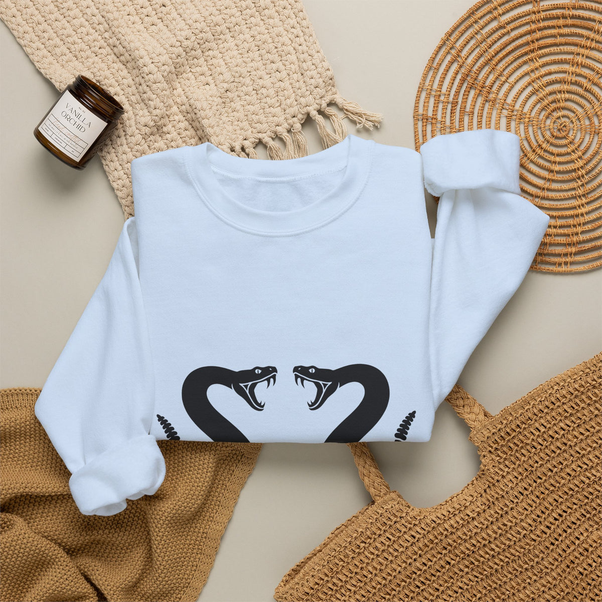 Rattlesnake Pair Sweatshirt Cowgirl Animal Gift Women Bold Sweatshirt Rattler Sweatshirt Rodeo Fan Graphic Design Illustration Western Mirrored Design