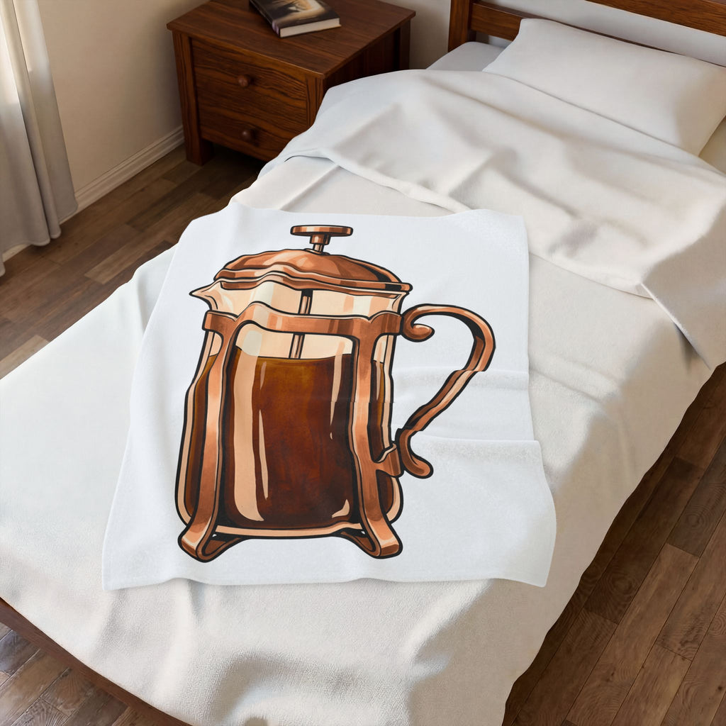 French Press Blanket Coffee Bakeware Gift Women Line Art Blanket Cafetiere Blanket Coffee Fan Baking Graphic Blanket Watercolor Coffee Blanket