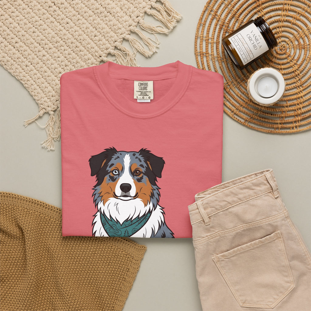 Australian Shepherd T-Shirt Dog Pet Gift Women Cartoon T-Shirt Blue Heeler T-Shirt Dog Fan Aussie Graphic Dog Design Vintage Bandana T-Shirt