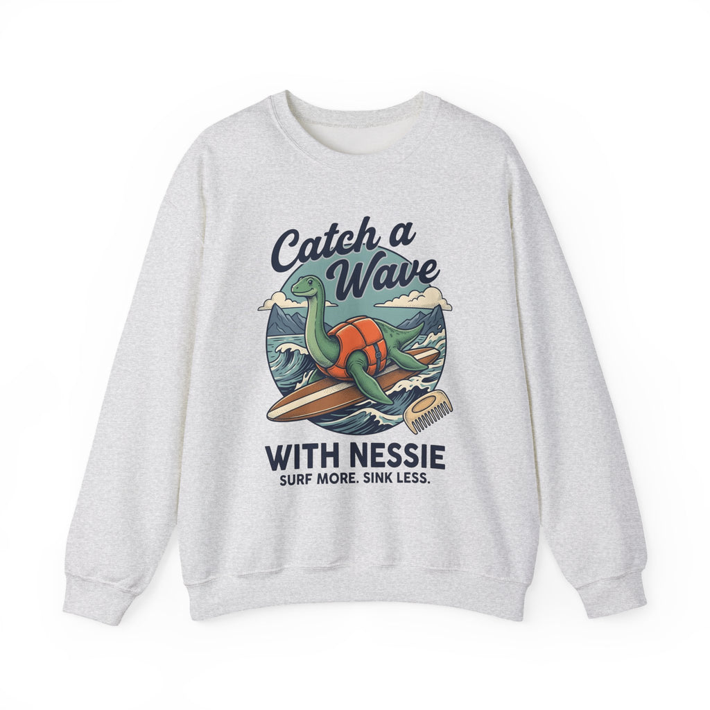 Surfing Dinosaur Sweatshirt Sports Surfing Gift Women Vintage Sweatshirt Dinosaur Sweatshirt Athlete Fan Retro Illustration Waves Sweatshirt