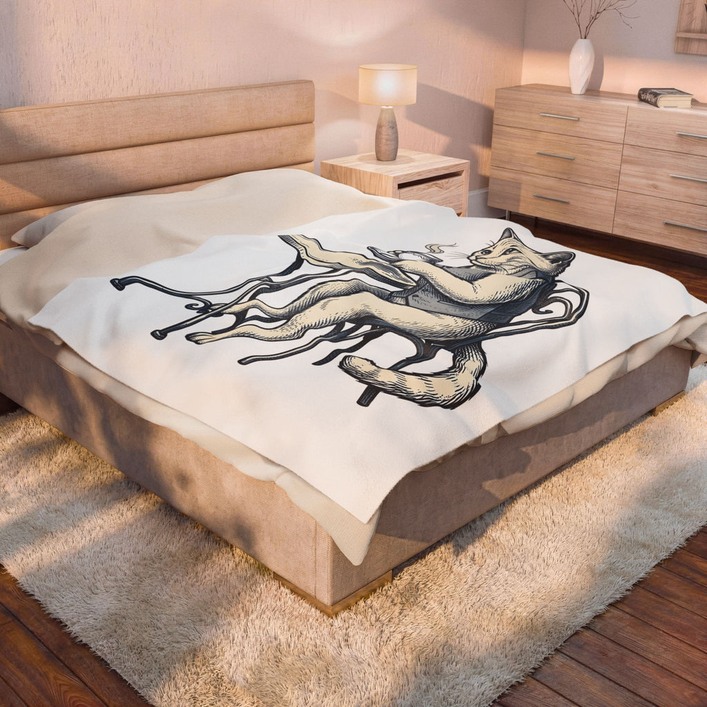 Cat Mocha Blanket Coffee Creature Gift Women Nostalgic Blanket Kitten Blanket Coffee Fan Animal Graphic Doodle Café Bench Blanket